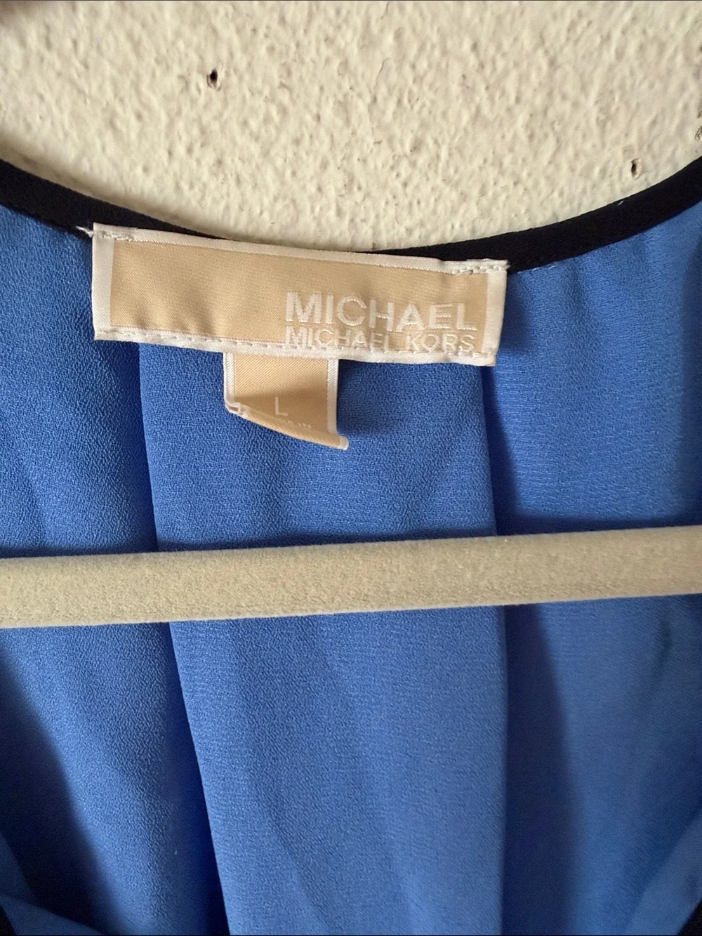 Michael Kors Blue and White Pleated Mini Dress Large